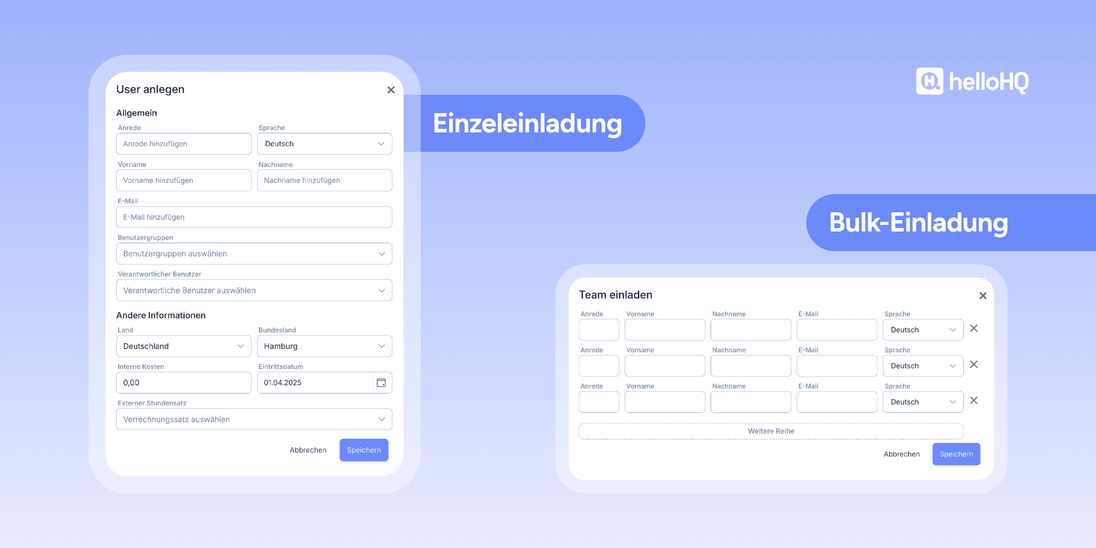 helloHQ | Zwei unterschiedliche Möglichkeiten, in der Agentursoftware helloHQ neue User anzulegen.